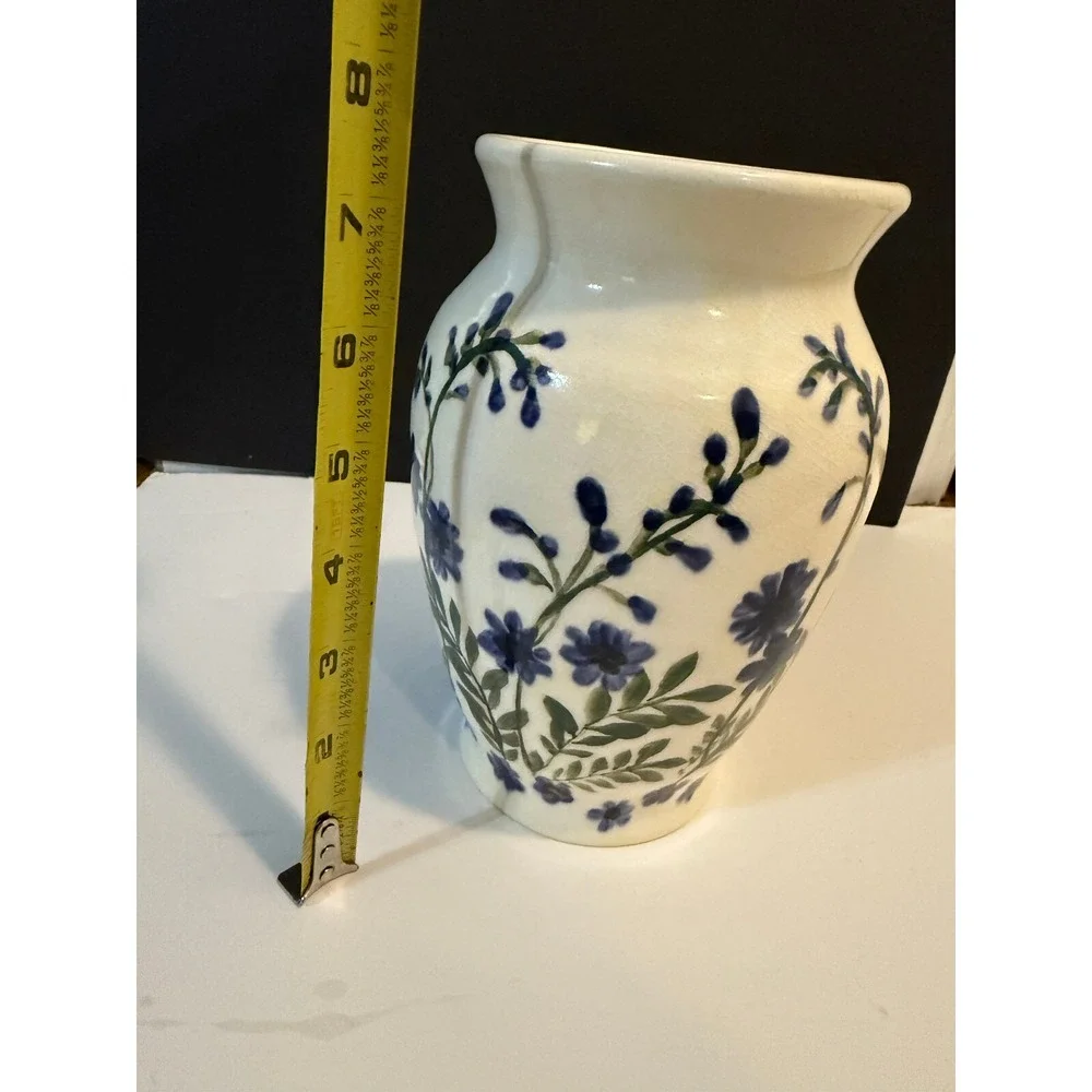 Vintage Purple Floral Hand Painted crackled style glaze‎ Stamp Mark 7.5